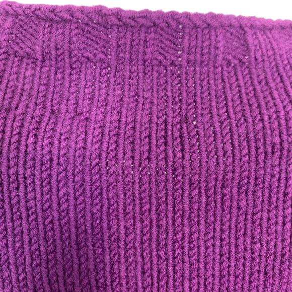 Donna Karen DKNY Purple Chunky Knit Mock Neck Sweater Logo Textured Raised XS - Picture 15 of 16